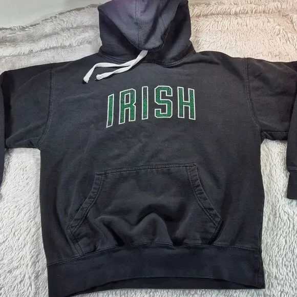 Vintage Bay State Apparel "IRISH" Pullover Kangaroo Hoodie Sweatshirt Men's L - Picture 6 of 10